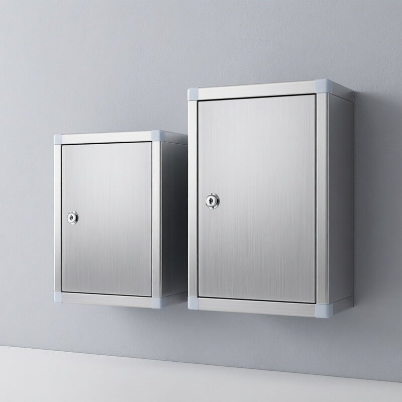 家用不锈钢储物箱柜子带锁可壁挂墙大号资料置物工具箱室户外牛奶