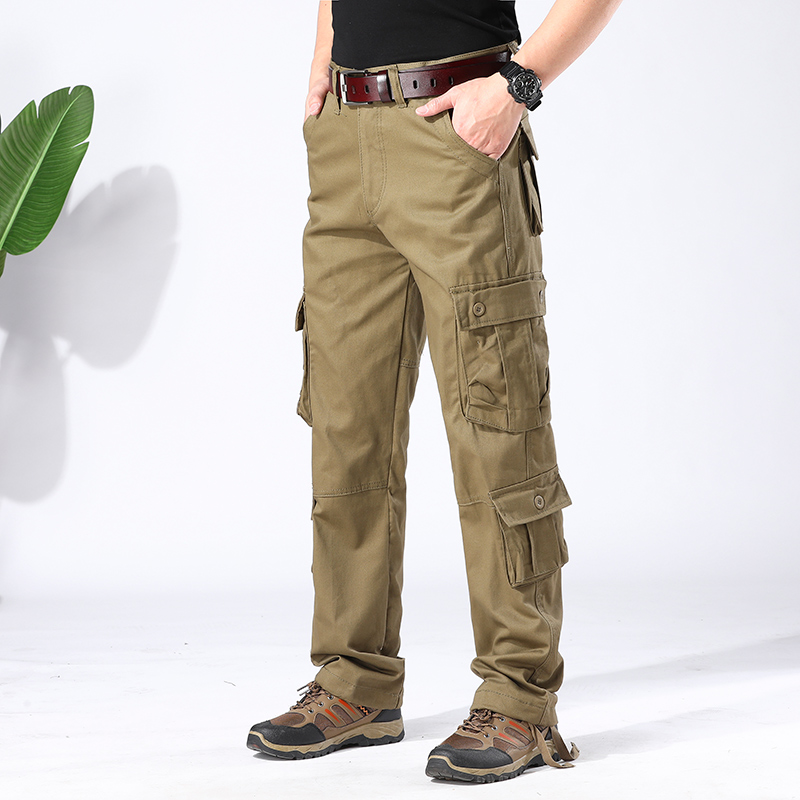 宽松大码多口袋工装裤简约纯色