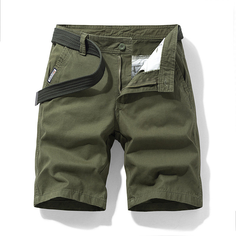 2025夏季工装短裤男青年潮流纯色休闲直筒五分裤水洗棉运动中裤子
