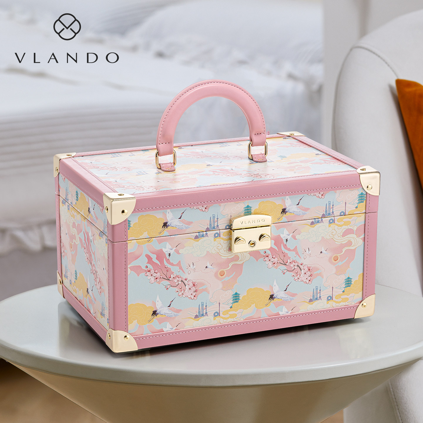 唯兰朵轻奢首饰盒精致带锁手镯手表收纳盒2025新款高档生日礼物