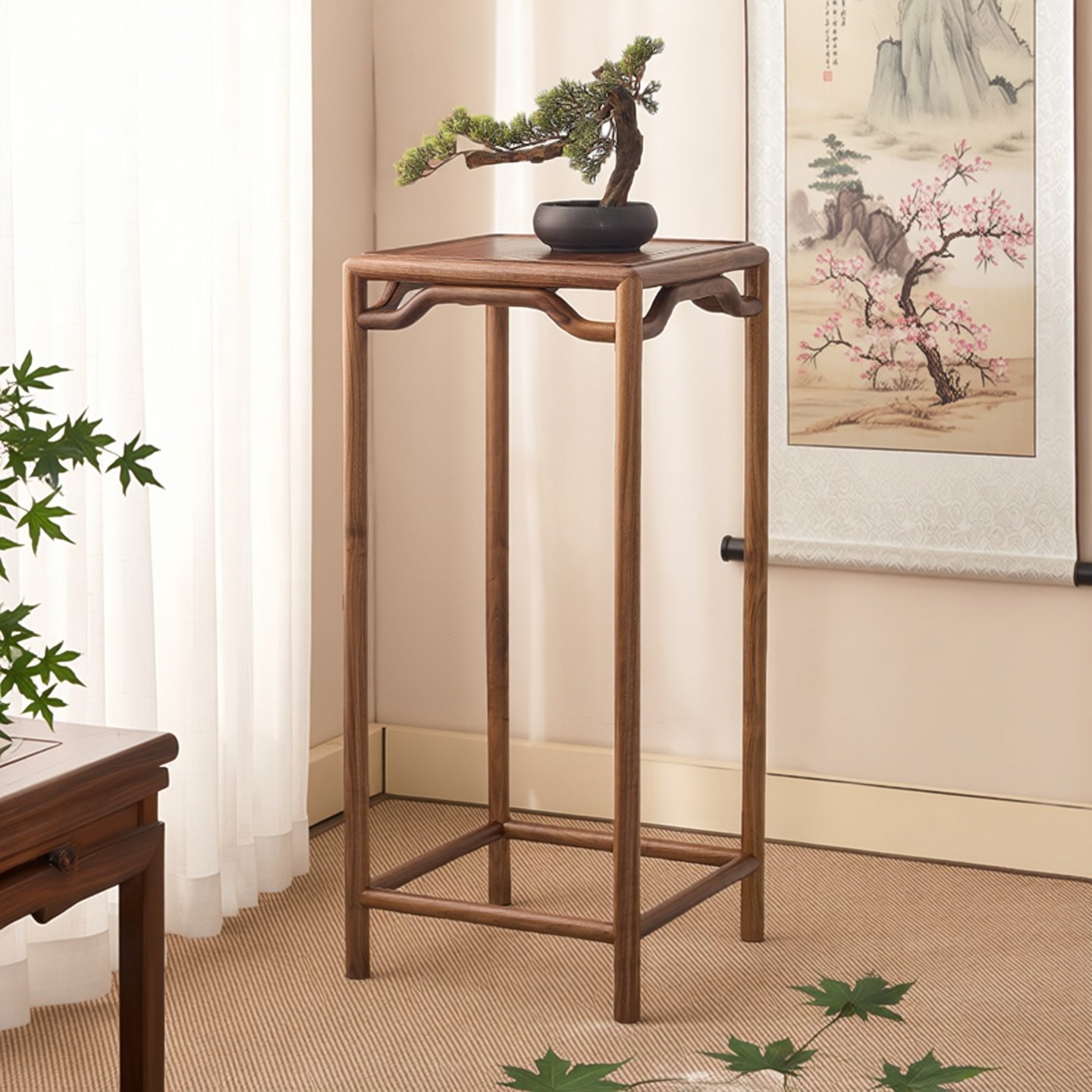 宋式黑胡桃木花架新中式香几客厅落地实木花盆架室内花几置物架子,住宅家具,花架/花几,淘宝优惠券,粉丝福利购,淘宝优惠卷