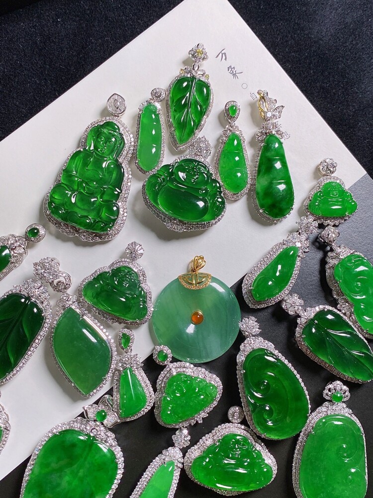 翡翠佛公观音平安扣如意叶子吊坠