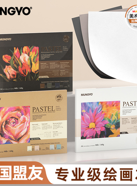 韩国MUNGYO盟友色粉纸160g砂面加厚灰色专业粉画纸彩铅素描本a3彩色纸色粉笔油画棒专用A4马克笔本双面绘画纸