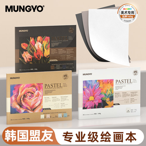 韩国MUNGYO盟友色粉纸160g加厚灰色专业粉画纸彩铅素描本a3彩色纸色粉笔油画棒专用A4马克笔本双面绘画纸
