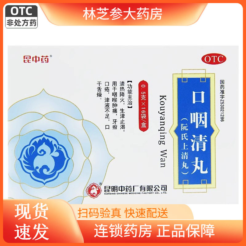 昆中药 口咽清丸(阮氏上清丸) 0.5g*16袋/盒咽喉肿痛口干舌燥