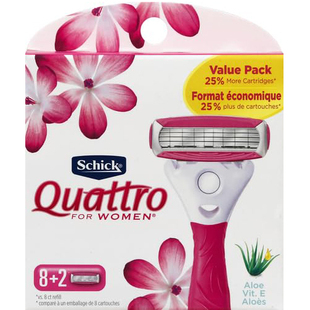 美国直邮 Schick Quattro 超光滑剃须刀手动为女性使用平滑4刀片