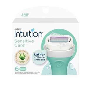 美国直邮Schick Intuition有机芦荟刀片剃须刀女性敏感皮肤剃须刀