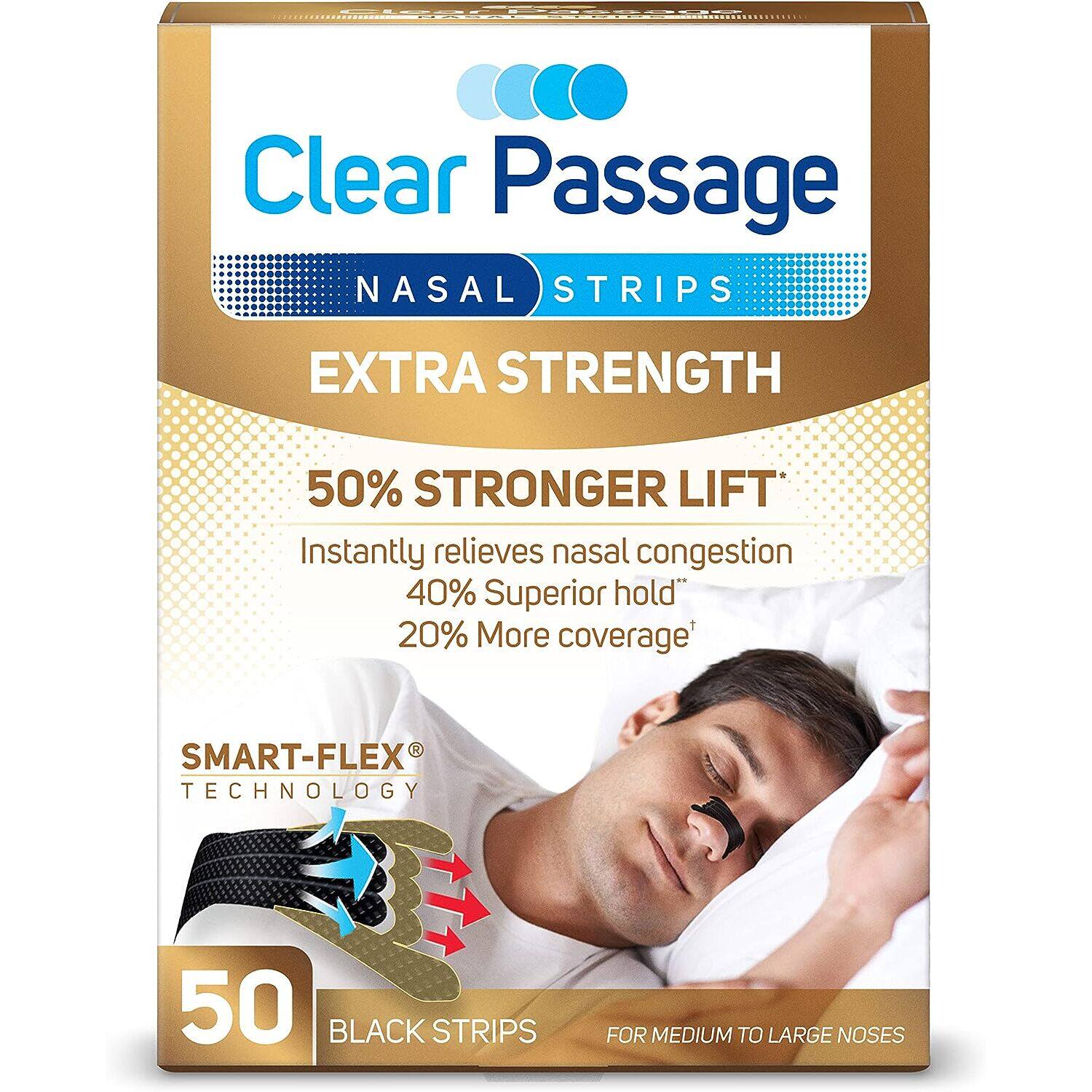 美国直邮 Clear Passage改善睡民打鼾缓解和过敏鼻噻黑色50片/盒