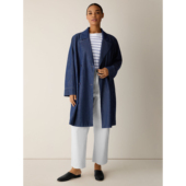 双排扣 大翻领宽松中长款 EF女士风衣外套100%有机棉春夏新款 长袖