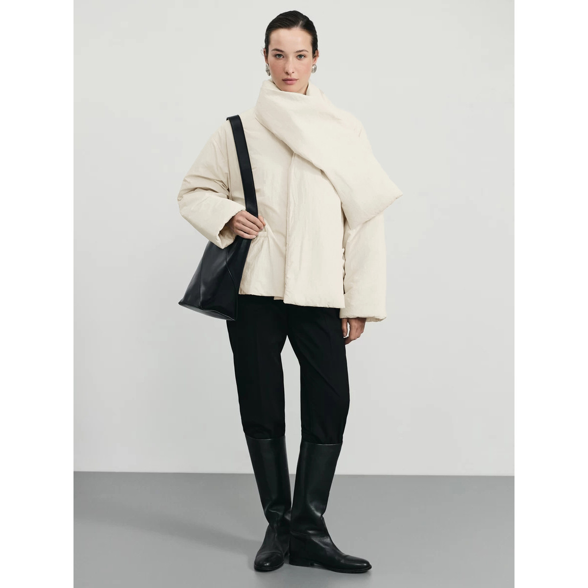 冬季女士加厚棉服外套带围脖100支有机棉夹100%桑蚕丝保暖抗静电