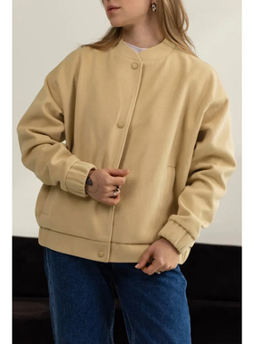 冬季女士加厚卫衣外套飞行夹克100%有机棉带绒毛亲肤保暖抗静电