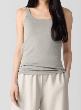 EF女士针织背心有机棉高弹修身透气工背露背运动贴身圆领吊带