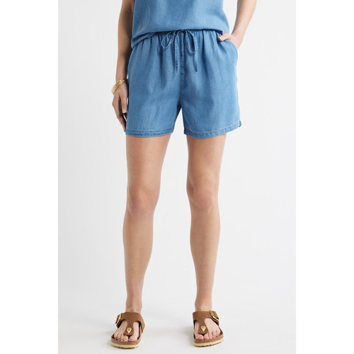 女士夏季纯天丝牛仔短裤松紧带
