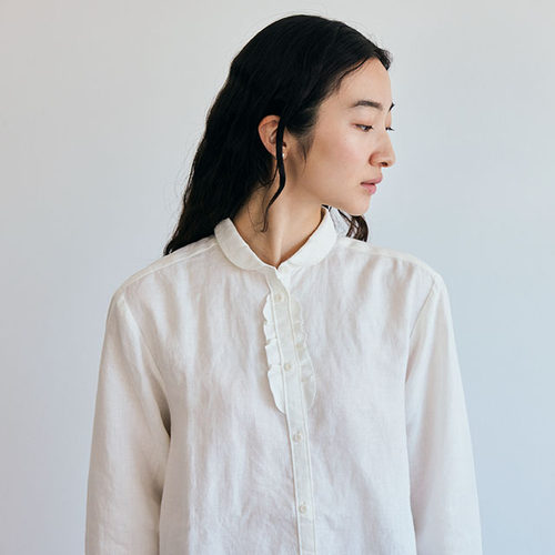 女士夏季纯汉麻衬衣小翻领抑菌