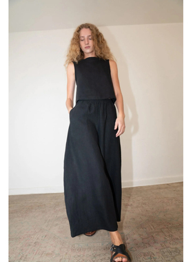 夏季女纯汉麻裙裤背心套装宽松9支100%汉麻砂洗吸湿透气抗菌抑菌