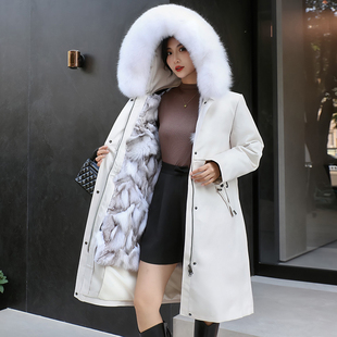 清仓特价冬季狐狸毛派克服女獭兔毛中长款过膝可拆卸内胆皮草外套