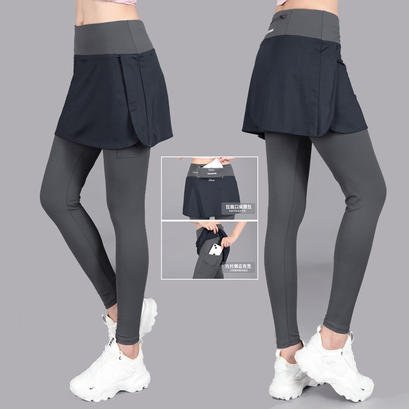 2025新款速干专业网球羽毛球服女假两件运动裤瑜伽跑步裙健身裤子