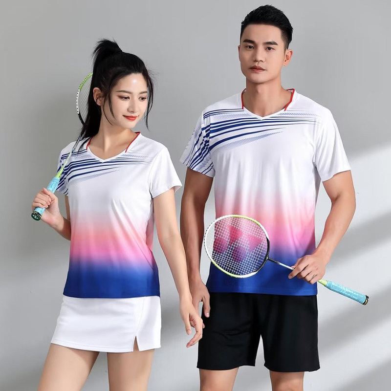 速干羽毛球服女2025新款夏运动套装男乒乓球短袖上衣网球裙裤定制
