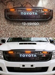 适用于12-15年海拉克斯VIGO FORTUNER改装碳纤纹字母带灯GR标中网
