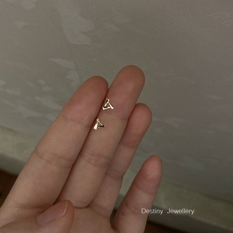 destiny 超气质纯9k金几何旋转三角冷淡风ins韩国气质chic耳饰女
