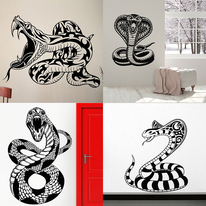 各种毒蛇贴画眼镜蛇爬行动物Snake贴纸玻璃贴动物园墙贴pvc防水
