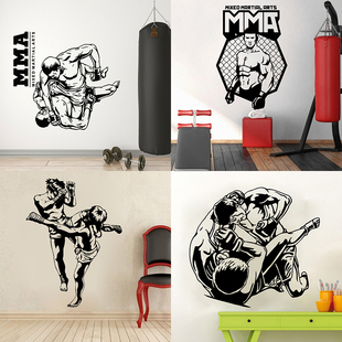 80款UFC墙贴画泰拳无限制综合格斗MMA健身馆贴纸拳击运动自粘玻璃