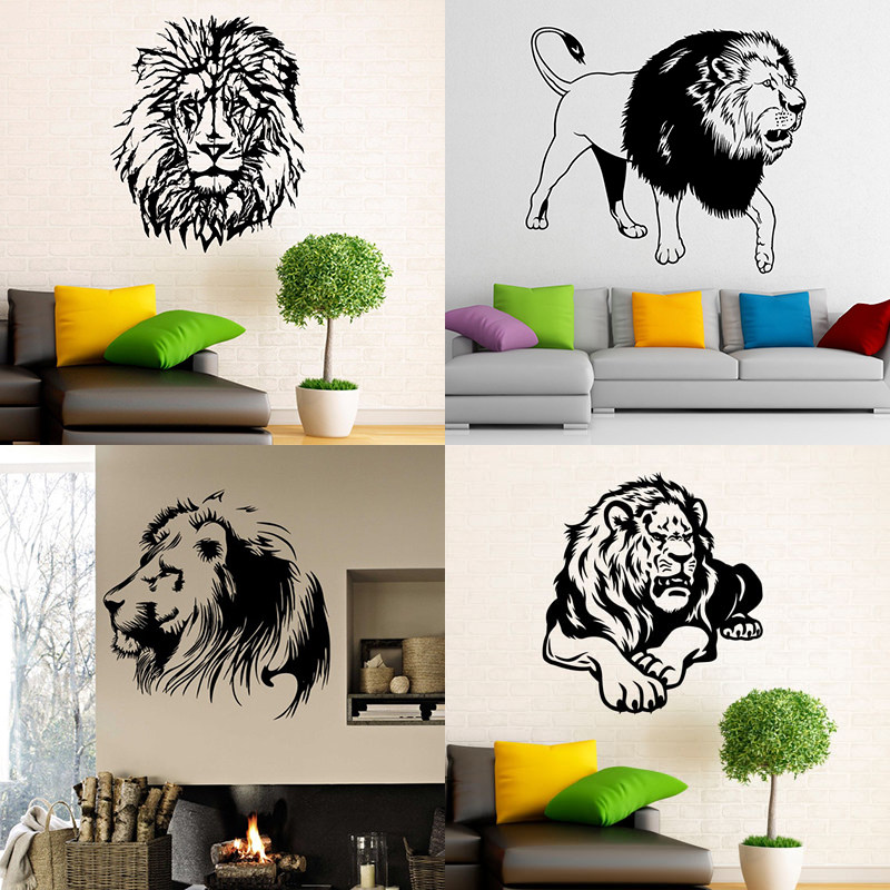 狮子头像贴画非洲雄狮lion贴纸创意动物王者客厅背景装饰墙贴自粘