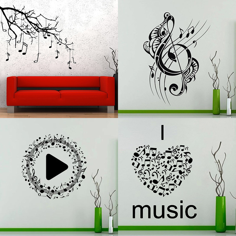 112款五线谱墙贴画music音符贴纸乐器音乐教室防水自粘trebleclef