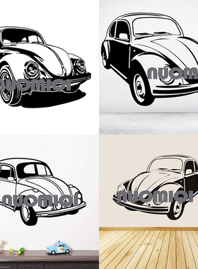 大众甲壳虫复古小轿车贴画Volkswagon VW Bug Beetle车店装饰贴纸