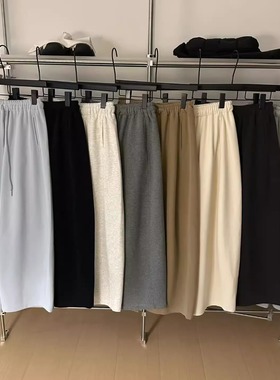 UNCLE BE韩版慵懒风加绒阔腿裤女冬季宽松显瘦垂感弯刀卫裤休闲裤