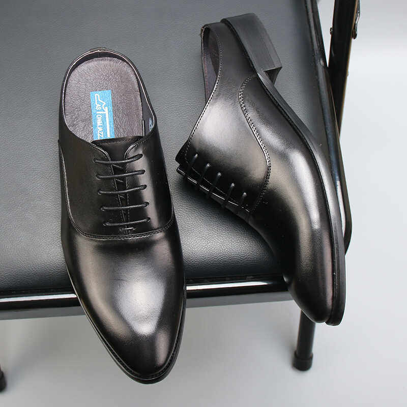 包头拖鞋男真皮夏季男士一脚蹬半托鞋商务无后跟ins 潮外穿皮凉鞋,流行男鞋,正装皮鞋,淘宝优惠券,粉丝福利购,淘宝优惠卷