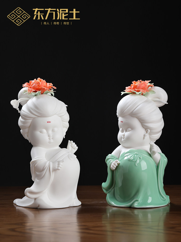 唯美唐朝仕女摆件新中式古风客厅电视柜酒柜博古架家居装饰艺术品