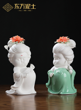 唯美唐朝仕女摆件新中式古风客厅电视柜酒柜博古架家居装饰艺术品