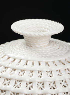 东方泥土 小天地方圆瓷瓶摆件 中式家居客厅博古架酒柜装饰工艺品