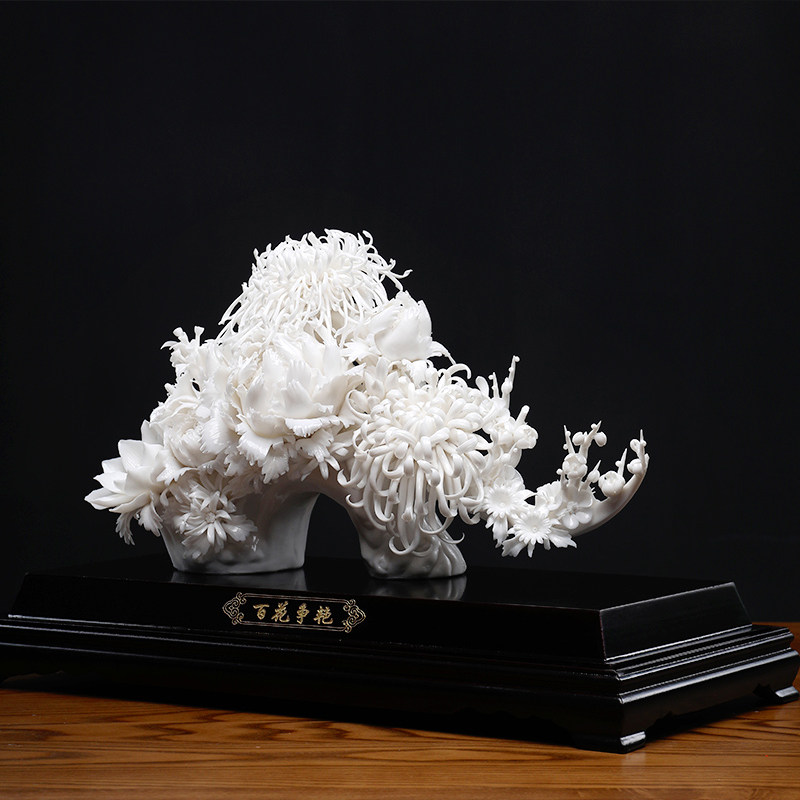 【停产优惠】陶瓷花摆件手工工艺品公司乔迁开业礼品/百花争艳