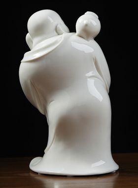 东方泥土《喜气洋洋》白瓷艺术陶瓷工艺礼品禅意装饰家居客厅摆件