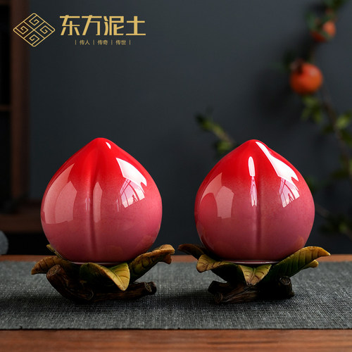桃子储藏罐送长辈寿桃摆件