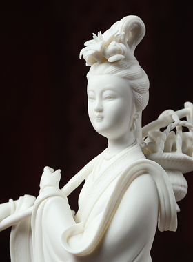 东方泥土《麻姑献寿》摆件德化白瓷雕塑艺术品创意送长辈生日礼物