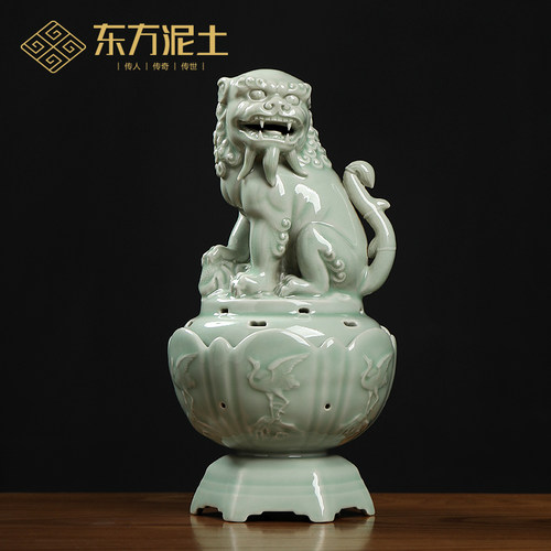 陶瓷名家李锦峰作品《狻猊戏球》