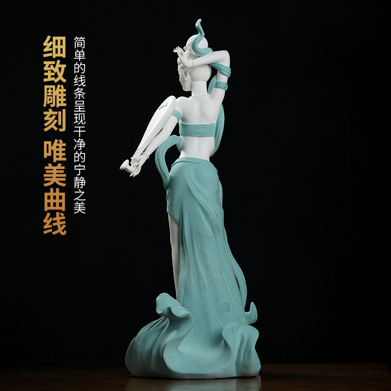东方泥土《反弹琵琶》陶瓷中式古典美女艺术家居客厅玄关创意摆件
