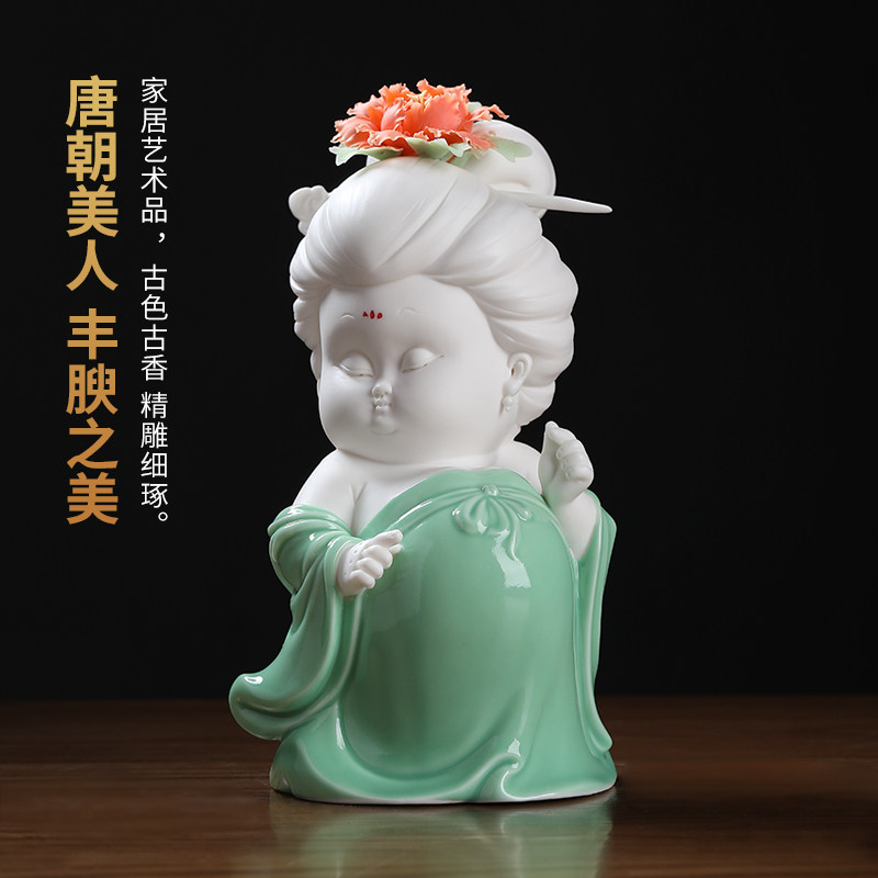 唯美唐朝仕女摆件新中式古风客厅电视柜酒柜博古架家居装饰艺术品,家居饰品,装饰摆件,淘宝优惠券,粉丝福利购,淘宝优惠卷