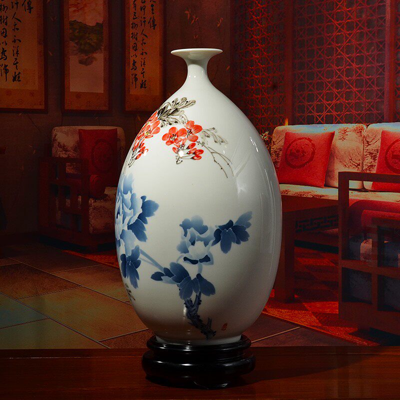 东方泥土 家居花瓶摆件中式古典客厅书房装饰品乔迁礼品/春风得意