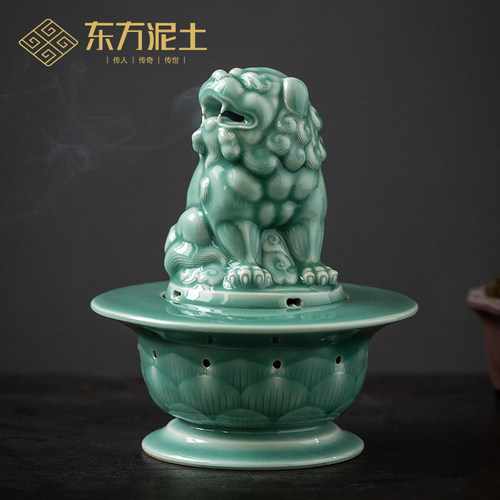 东方狻猊新古典瑞兽陶瓷锦峰作品
