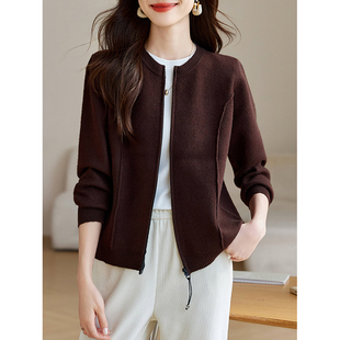 长袖 外搭宽松休闲开衫 针织棒球服女短款 2025新款 外套春秋 秋装 秋季