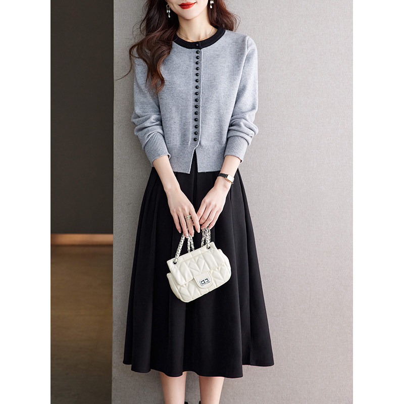 针织外套女套装春装2026年新款女装轻奢半身裙气质毛衣两件套时髦