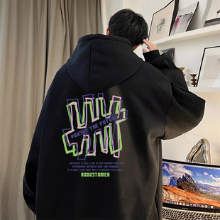 男高中生连帽卫衣外套春秋季薄款青少年秋装带帽衫上衣服潮牌宽松
