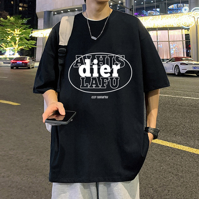 青少年男纯棉字母短袖t恤潮流