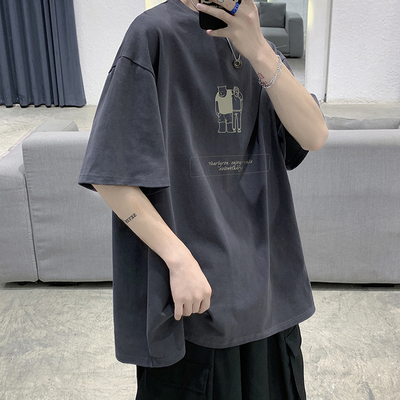 短袖港风潮流男简约印花T恤小衫