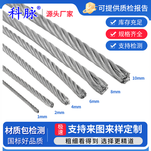 304不锈钢钢丝绳细软钢丝线316包塑晾衣绳架起重钢索粗1234568mm