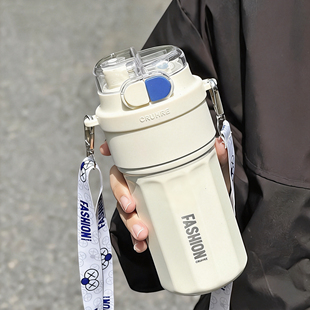 高颜值保温杯女生冬不锈钢儿童吸管杯子学生上学专用便携双饮水杯